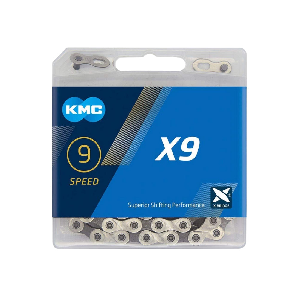 CADENA KMC X9 1/2″ X 11/128 122L PLATA/GRIS